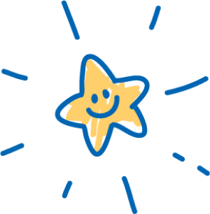 Crayon illustration of star with smiling face