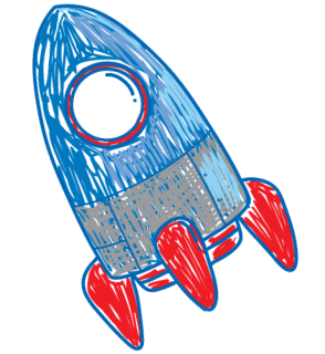 Crayon illustration of rocket