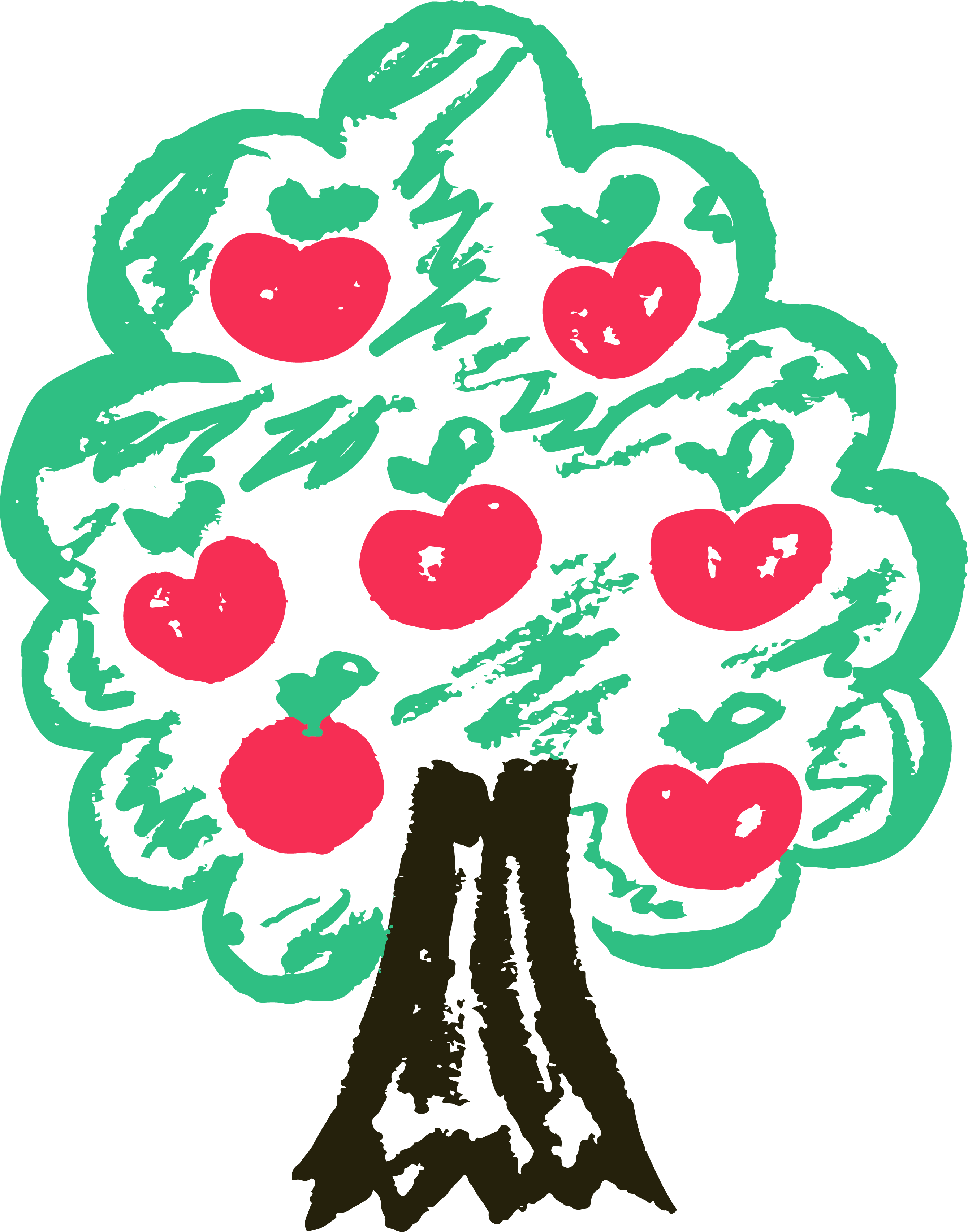 Crayon illustration of apple tree